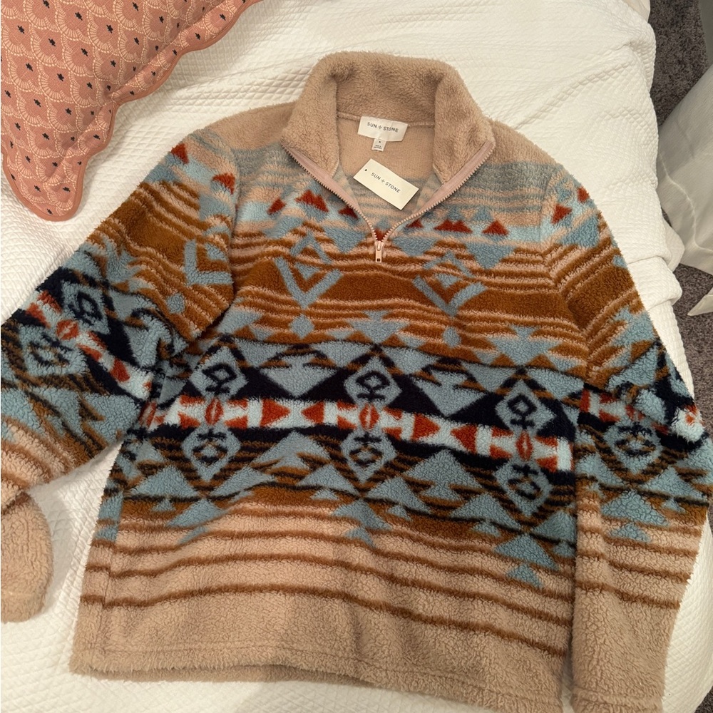 New! Sherpa fuzzy half quarter zip jacket Medium 🧸